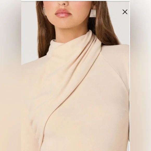51. Astr the label $99 Long Sleeve Mock Neck Dress in cream - Picture 4 of 4